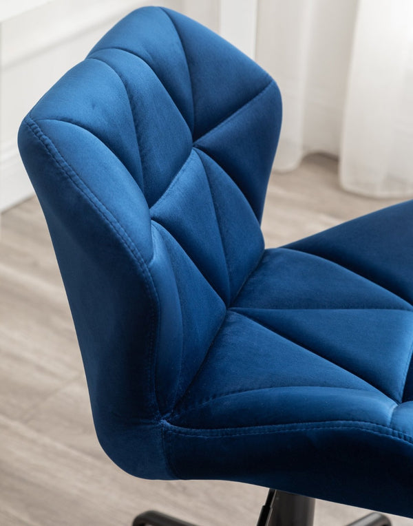 English Elm Eldon Velvet Tufted Swivel Chair Adjustable Height Glam Office or Accent Seat Blue T2574P164795