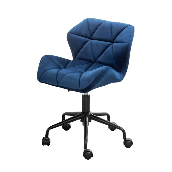 English Elm Eldon Velvet Tufted Swivel Chair Adjustable Height Glam Office or Accent Seat Blue T2574P164795