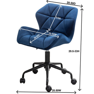 English Elm Eldon Velvet Tufted Swivel Chair Adjustable Height Glam Office or Accent Seat Blue T2574P164795