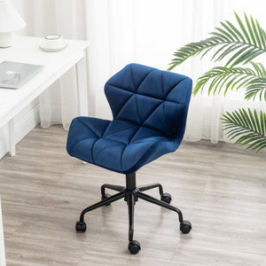 English Elm Eldon Velvet Tufted Swivel Chair Adjustable Height Glam Office or Accent Seat Blue T2574P164795