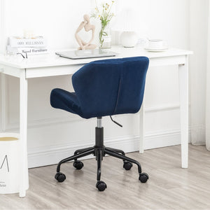 English Elm Eldon Velvet Tufted Swivel Chair Adjustable Height Glam Office or Accent Seat Blue T2574P164795
