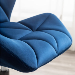 English Elm Eldon Velvet Tufted Swivel Chair Adjustable Height Glam Office or Accent Seat Blue T2574P164795