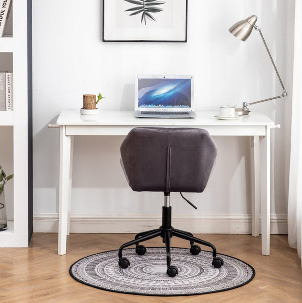 English Elm Eldon Velvet Tufted Swivel Chair Adjustable Height Glam Office or Accent Seat Gray T2574P164796