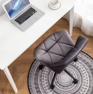 English Elm Eldon Velvet Tufted Swivel Chair Adjustable Height Glam Office or Accent Seat Gray T2574P164796