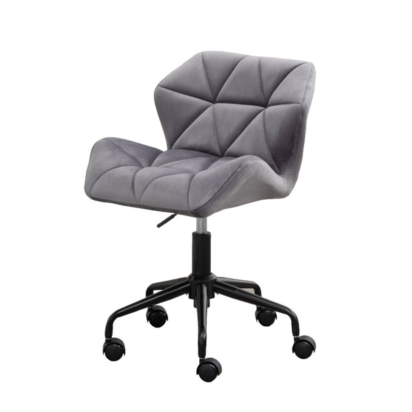 English Elm Eldon Velvet Tufted Swivel Chair Adjustable Height Glam Office or Accent Seat Gray T2574P164796