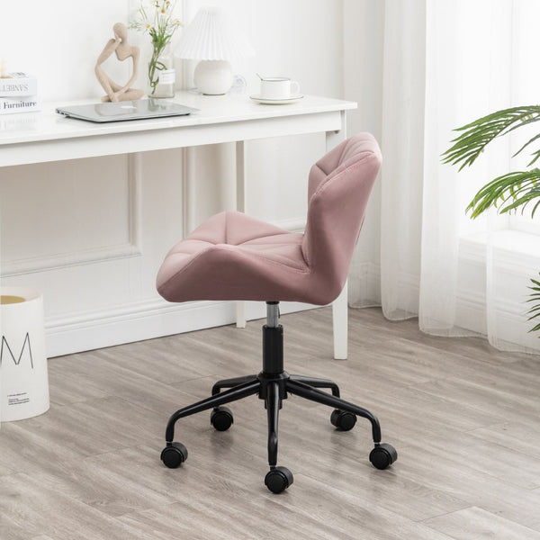 English Elm Eldon Velvet Tufted Swivel Chair Adjustable Height Glam Office or Accent Seat Mauve T2574P164797