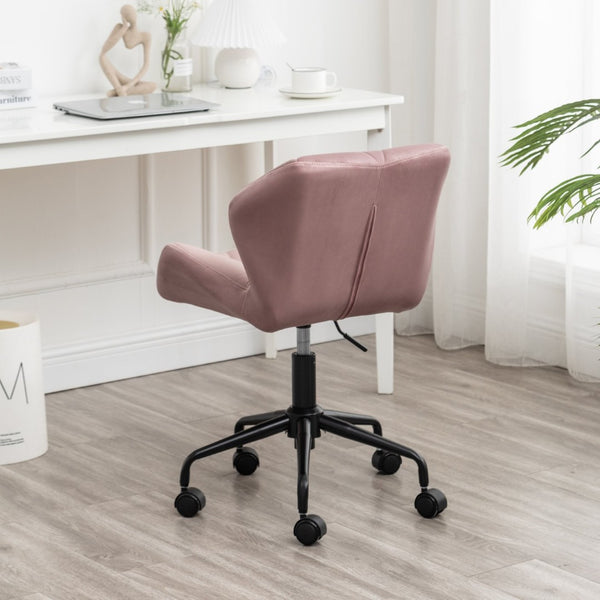 English Elm Eldon Velvet Tufted Swivel Chair Adjustable Height Glam Office or Accent Seat Mauve T2574P164797