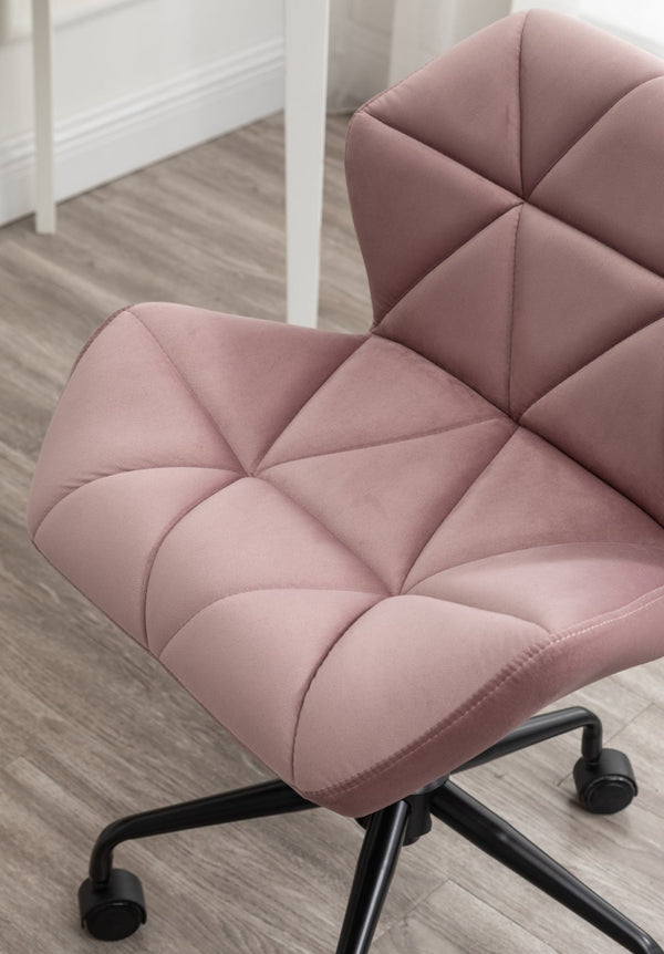 English Elm Eldon Velvet Tufted Swivel Chair Adjustable Height Glam Office or Accent Seat Mauve T2574P164797
