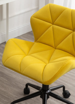 English Elm Eldon Velvet Tufted Swivel Chair Adjustable Height Glam Office or Accent Seat Yellow T2574P164798