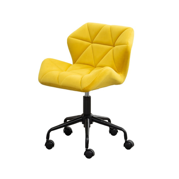 English Elm Eldon Velvet Tufted Swivel Chair Adjustable Height Glam Office or Accent Seat Yellow T2574P164798