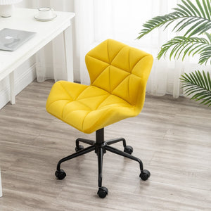 English Elm Eldon Velvet Tufted Swivel Chair Adjustable Height Glam Office or Accent Seat Yellow T2574P164798