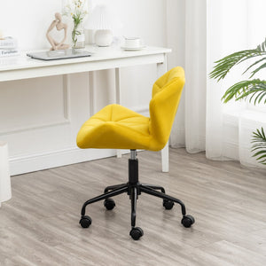 English Elm Eldon Velvet Tufted Swivel Chair Adjustable Height Glam Office or Accent Seat Yellow T2574P164798