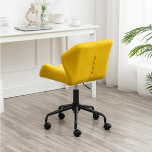English Elm Eldon Velvet Tufted Swivel Chair Adjustable Height Glam Office or Accent Seat Yellow T2574P164798