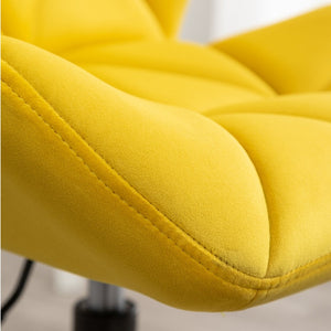 English Elm Eldon Velvet Tufted Swivel Chair Adjustable Height Glam Office or Accent Seat Yellow T2574P164798