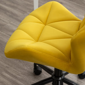 English Elm Eldon Velvet Tufted Swivel Chair Adjustable Height Glam Office or Accent Seat Yellow T2574P164798