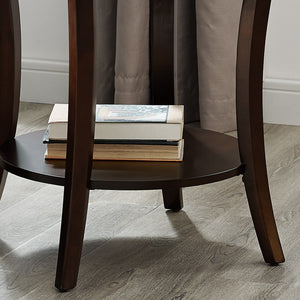 English Elm Perth Round Two Tier Birch Wood End Table with Curved Legs for Contemporary Living T2574P164800