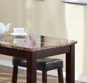 English Elm 3-piece Counter Height Marble Print Breakfast Set with Upholstered Leather Stools T2574P164801