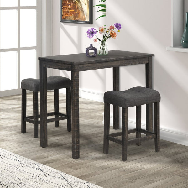 English Elm Sora Counter Height Dining Set with Tufted Saddle Stools for Breakfast Nook Spaces Gray T2574P164802