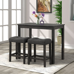 English Elm Sora Counter Height Dining Set with Tufted Saddle Stools for Breakfast Nook Spaces Gray T2574P164802