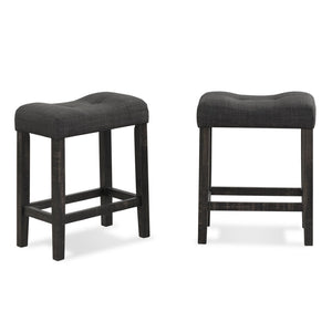 English Elm Sora Counter Height Dining Set with Tufted Saddle Stools for Breakfast Nook Spaces Gray T2574P164802