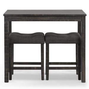 English Elm Sora Counter Height Dining Set with Tufted Saddle Stools for Breakfast Nook Spaces Gray T2574P164802