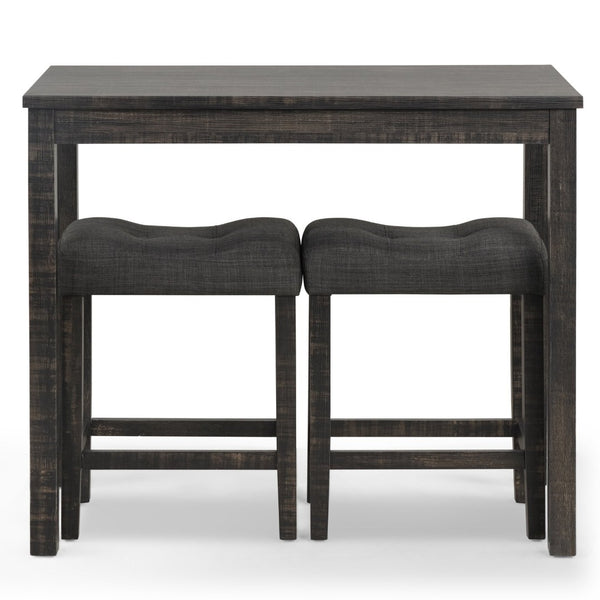 English Elm Sora Counter Height Dining Set with Tufted Saddle Stools for Breakfast Nook Spaces Gray T2574P164802