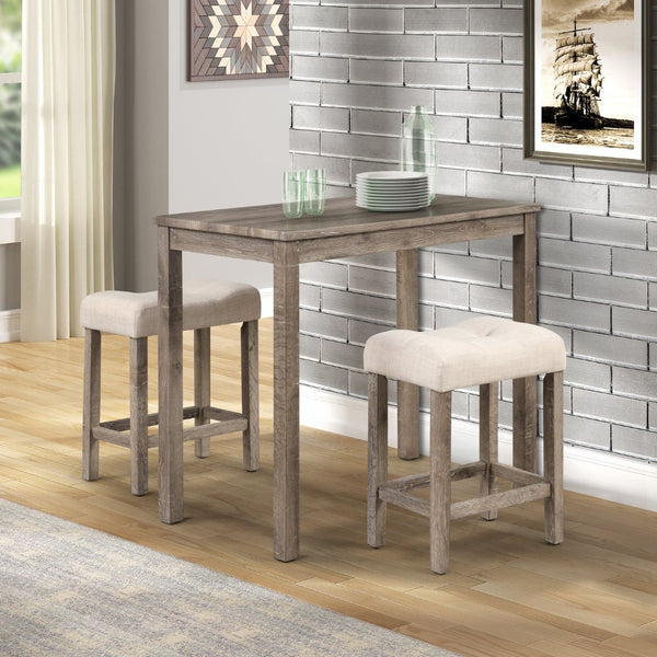 English Elm Sora Counter Height Dining Set with Tufted Saddle Stools for Breakfast Nook Spaces Taupe T2574P164803