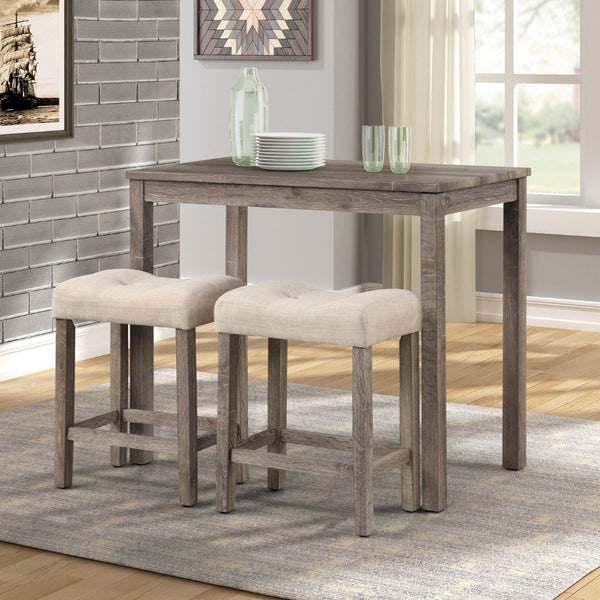 English Elm Sora Counter Height Dining Set with Tufted Saddle Stools for Breakfast Nook Spaces Taupe T2574P164803