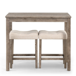 English Elm Sora Counter Height Dining Set with Tufted Saddle Stools for Breakfast Nook Spaces Taupe T2574P164803