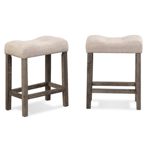 English Elm Sora Counter Height Dining Set with Tufted Saddle Stools for Breakfast Nook Spaces Taupe T2574P164803