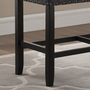 English Elm Biony Linen Cotton Upholstered Counter Height Bench with Nailhead Trim and Turned Hardwood Legs Grey T2574P164805