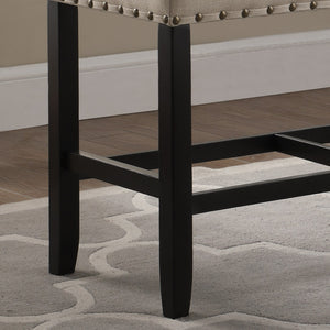 English Elm Biony Linen Cotton Upholstered Counter Height Bench with Nailhead Trim and Turned Hardwood Legs Tan T2574P164806