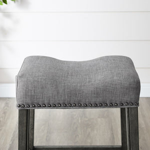 English Elm Coco Saddle Seat Backless Counter Stools Weathered Wood Frame for Kitchen Islands Gray T2574P164809