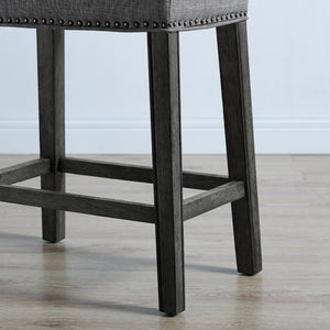 English Elm Coco Saddle Seat Backless Counter Stools Weathered Wood Frame for Kitchen Islands Gray T2574P164809