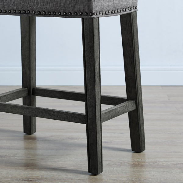 English Elm Coco Saddle Seat Backless Counter Stools Weathered Wood Frame for Kitchen Islands Gray T2574P164809
