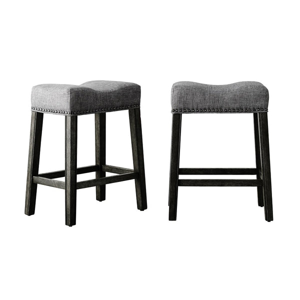English Elm Coco Saddle Seat Backless Counter Stools Weathered Wood Frame for Kitchen Islands Gray T2574P164809