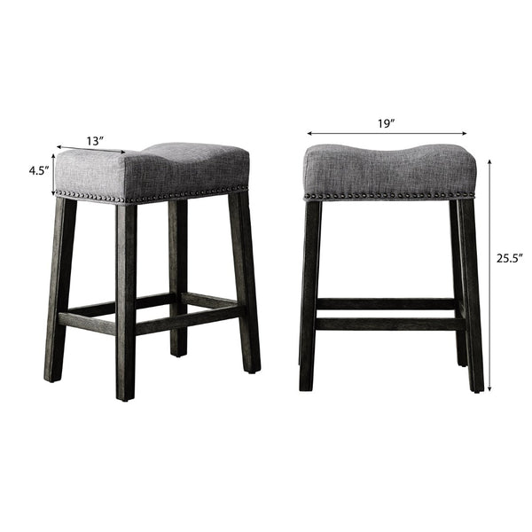 English Elm Coco Saddle Seat Backless Counter Stools Weathered Wood Frame for Kitchen Islands Gray T2574P164809