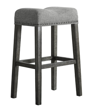 English Elm Coco Upholstered Saddle Barstools with Weathered Wood Base Set of 2 for Kitchen Island T2574P164810