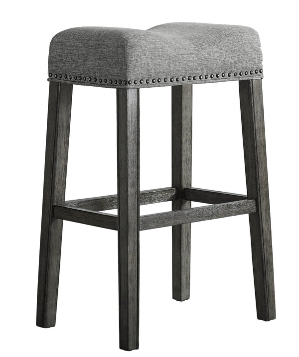 English Elm Coco Upholstered Saddle Barstools with Weathered Wood Base Set of 2 for Kitchen Island T2574P164810