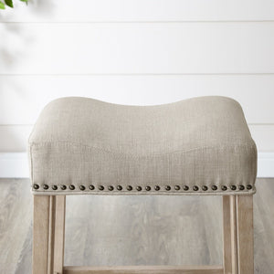 English Elm Coco Saddle Seat Backless Counter Stools Weathered Wood Frame for Kitchen Islands Tan T2574P164812
