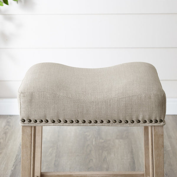 English Elm Coco Saddle Seat Backless Counter Stools Weathered Wood Frame for Kitchen Islands Tan T2574P164812
