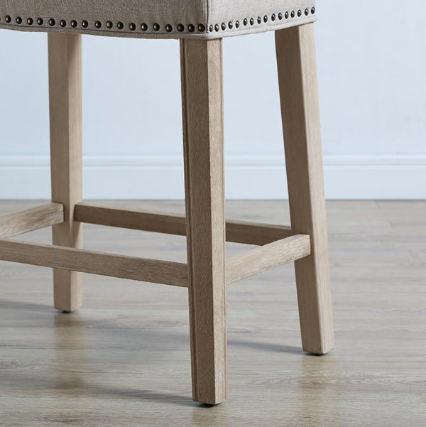English Elm Coco Saddle Seat Backless Counter Stools Weathered Wood Frame for Kitchen Islands Tan T2574P164812