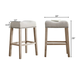 English Elm Coco Saddle Seat Backless Barstools with Wood Frame for Kitchen Island Set of 2 T2574P164813