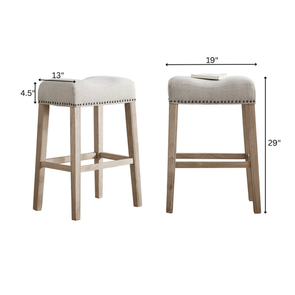 English Elm Coco Saddle Seat Backless Barstools with Wood Frame for Kitchen Island Set of 2 T2574P164813