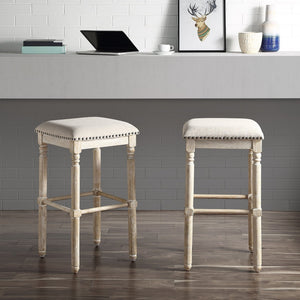 English Elm Arnhem Swivel Barstools Set of 2 Tan Upholstered Rubberwood Kitchen Island Seating T2574P164816