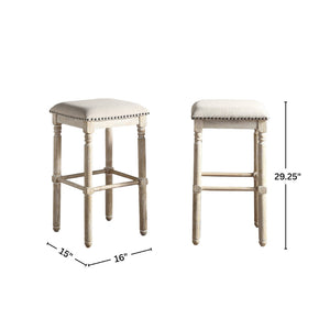 English Elm Arnhem Swivel Barstools Set of 2 Tan Upholstered Rubberwood Kitchen Island Seating T2574P164816