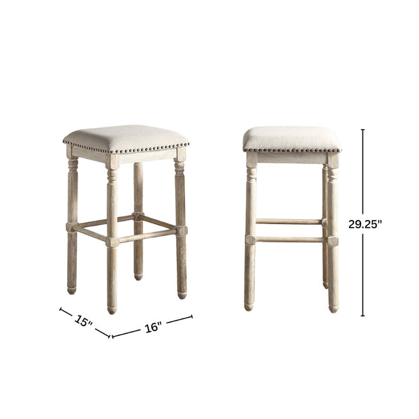 English Elm Arnhem Swivel Barstools Set of 2 Tan Upholstered Rubberwood Kitchen Island Seating T2574P164816