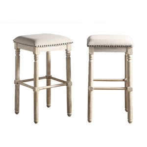 English Elm Arnhem Swivel Barstools Set of 2 Tan Upholstered Rubberwood Kitchen Island Seating T2574P164816