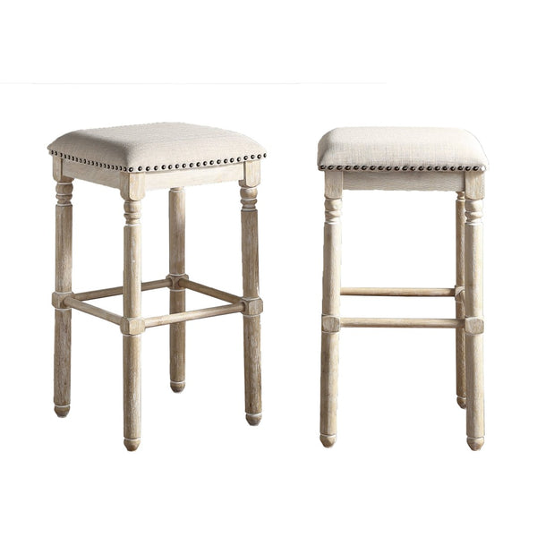 English Elm Arnhem Swivel Barstools Set of 2 Tan Upholstered Rubberwood Kitchen Island Seating T2574P164816