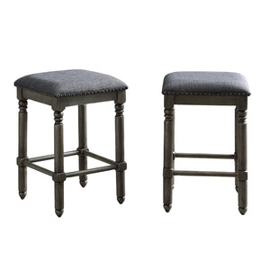 English Elm Arnhem Swivel Rubberwood Counter Stools Set of 2 with Nailhead Trim for Kitchen Islands T2574P164817